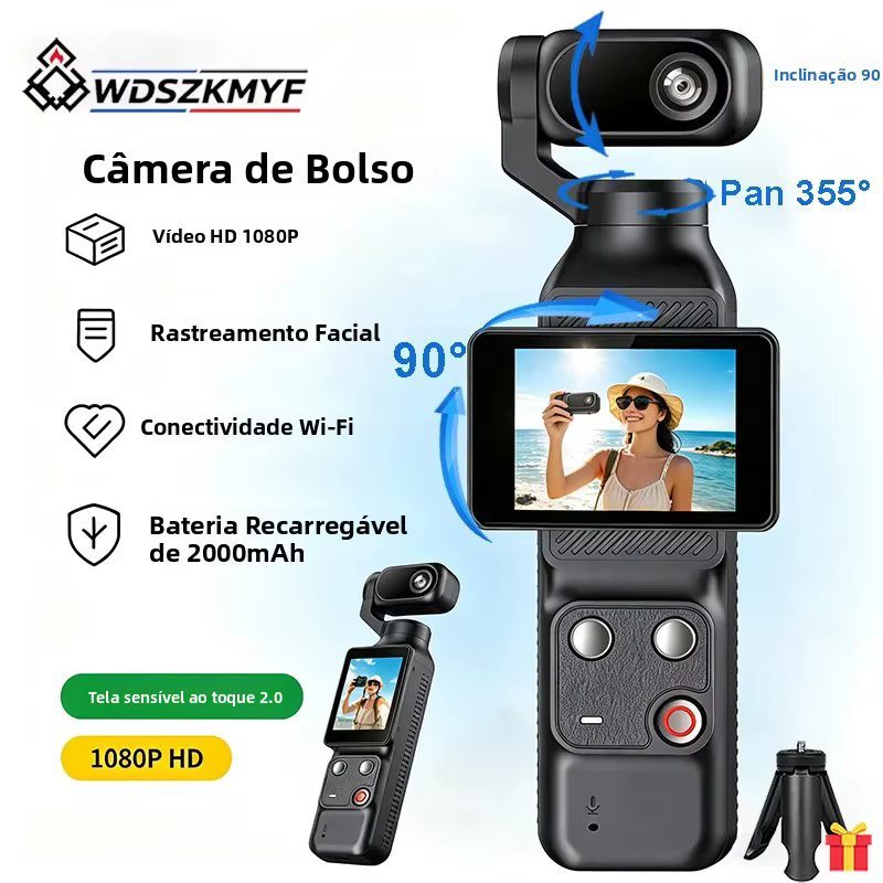 Câmera de Ação 1080P com Rastreamento Facial